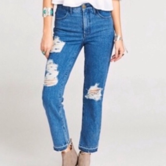 Show Me Your MuMu Brooklyn High Waist Sapphire Wash Womens Size 30 Distressed - Picture 13 of 13